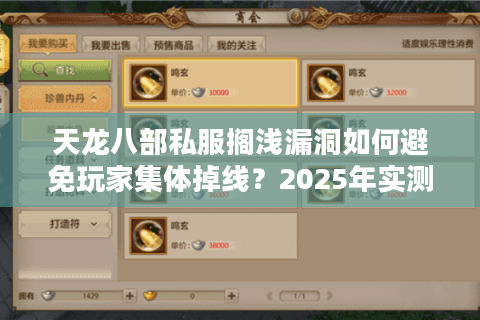 天龙八部私服搁浅漏洞如何避免玩家集体掉线?2025年实测修复攻略 天龙八部私服搁浅漏洞如何避免玩家集体掉线?2025年实测修复攻略
