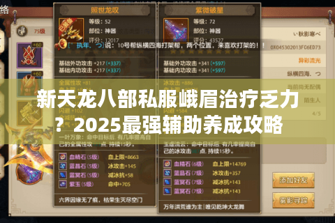 新天龙八部私服峨眉治疗乏力?2025最强辅助养成攻略 新天龙八部私服峨眉治疗乏力?2025最强辅助养成攻略