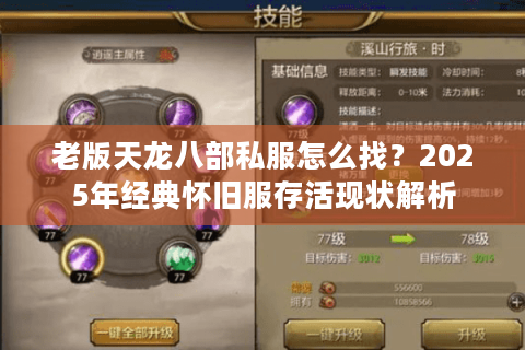 老版天龙八部私服怎么找?2025年经典怀旧服存活现状解析 老版天龙八部私服怎么找?2025年经典怀旧服存活现状解析