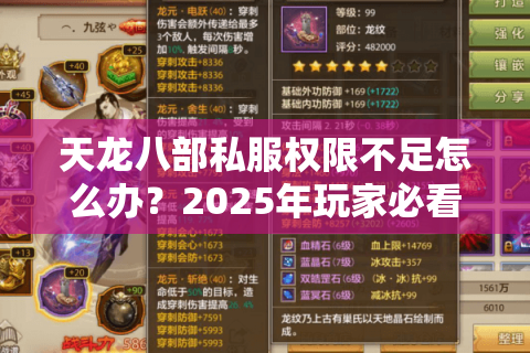 天龙八部私服权限不足怎么办?2025年玩家必看的五级解决方案 天龙八部私服权限不足怎么办?2025年玩家必看的五级解决方案