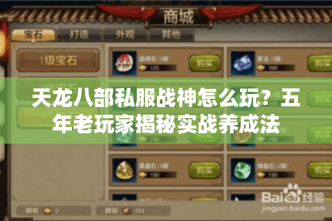 天龙八部私服战神怎么玩？五年老玩家揭秘实战养成法