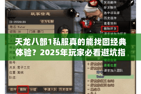 天龙八部1私服真的能找回经典体验？2025年玩家必看避坑指南