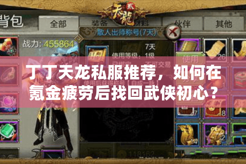 丁丁天龙私服推荐,如何在氪金疲劳后找回武侠初心? 丁丁天龙私服推荐,如何在氪金疲劳后找回武侠初心?