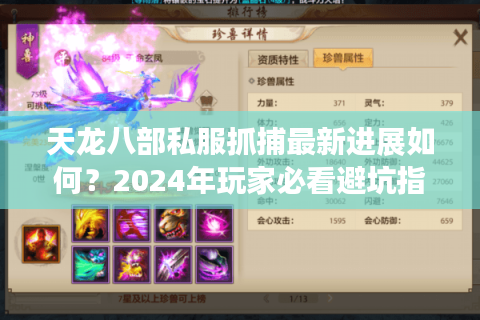 天龙八部私服抓捕最新进展如何？2024年玩家必看避坑指南