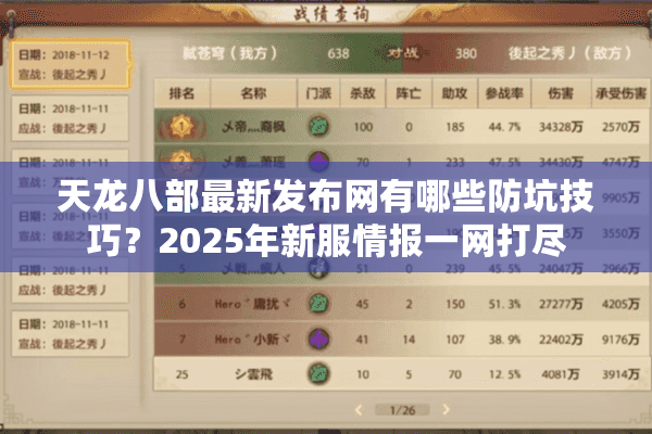 天龙八部最新发布网有哪些防坑技巧?2025年新服情报一网打尽 天龙八部最新发布网有哪些防坑技巧?2025年新服情报一网打尽