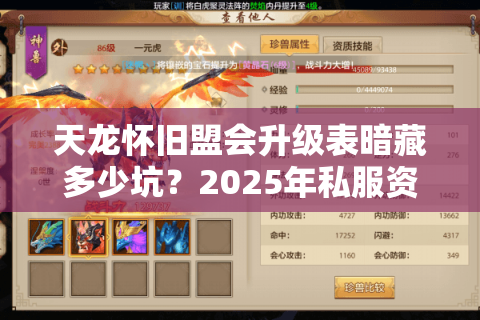 天龙怀旧盟会升级表暗藏多少坑?2025年私服资源四大避坑真相 天龙怀旧盟会升级表暗藏多少坑?2025年私服资源四大避坑真相