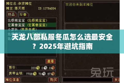 天龙八部私服冬瓜怎么选最安全?2025年避坑指南 天龙八部私服冬瓜怎么选最安全?2025年避坑指南