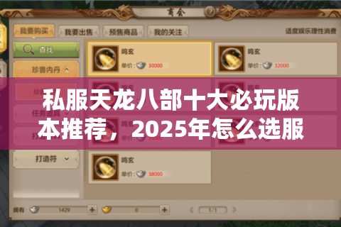 私服天龙八部十大必玩版本推荐，2025年怎么选服最保值？