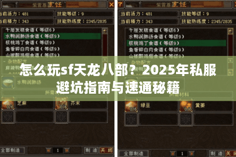 怎么玩sf天龙八部?2025年私服避坑指南与速通秘籍 怎么玩sf天龙八部?2025年私服避坑指南与速通秘籍