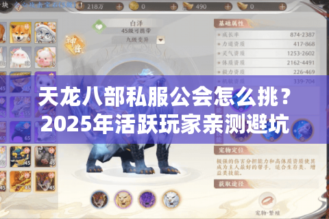 天龙八部私服公会怎么挑？2025年活跃玩家亲测避坑法则