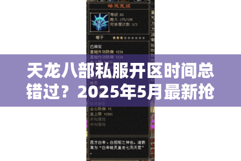 天龙八部私服开区时间总错过？2025年5月最新抢区攻略大揭秘