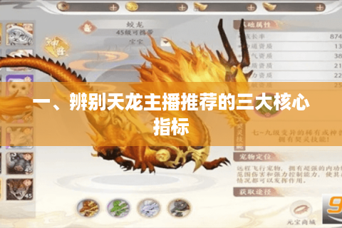 一、辨别天龙主播推荐的三大核心指标 一、辨别天龙主播推荐的三大核心指标