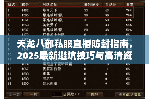 天龙八部私服直播防封指南,2025最新避坑技巧与高清资源推荐 天龙八部私服直播防封指南,2025最新避坑技巧与高清资源推荐