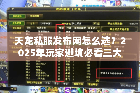 天龙私服发布网怎么选?2025年玩家避坑必看三大漏洞排查法 天龙私服发布网怎么选?2025年玩家避坑必看三大漏洞排查法