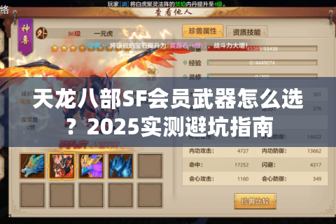 天龙八部SF会员武器怎么选?2025实测避坑指南 天龙八部SF会员武器怎么选?2025实测避坑指南