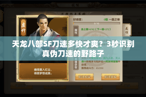 天龙八部SF刀速多快才爽?3秒识别真伪刀速的野路子 天龙八部SF刀速多快才爽?3秒识别真伪刀速的野路子