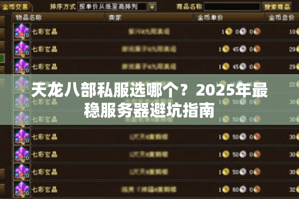 天龙八部私服选哪个?2025年最稳服务器避坑指南 天龙八部私服选哪个?2025年最稳服务器避坑指南