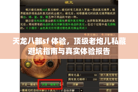 天龙八部sf 体验,顶级老炮儿私藏避坑指南与真实体验报告 天龙八部sf 体验,顶级老炮儿私藏避坑指南与真实体验报告