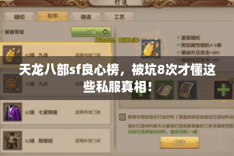 天龙八部sf良心榜,被坑8次才懂这些私服真相! 天龙八部sf良心榜,被坑8次才懂这些私服真相!