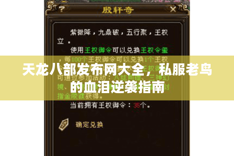 天龙八部发布网大全,私服老鸟的血泪逆袭指南 天龙八部发布网大全,私服老鸟的血泪逆袭指南