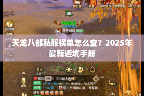 天龙八部私服榜单怎么查？2025年最新避坑手册