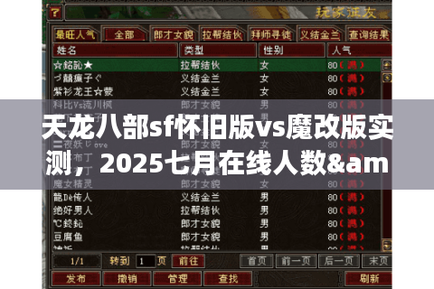 天龙八部sf怀旧版vs魔改版实测,2025七月在线人数&爆率对比 天龙八部sf怀旧版vs魔改版实测,2025七月在线人数&爆率对比