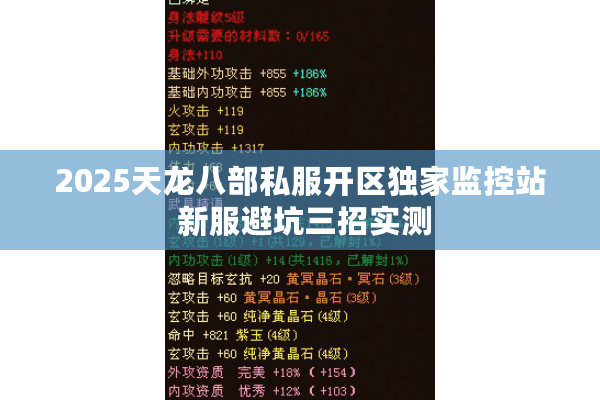 2025天龙八部私服开区独家监控站 新服避坑三招实测 2025天龙八部私服开区独家监控站 新服避坑三招实测