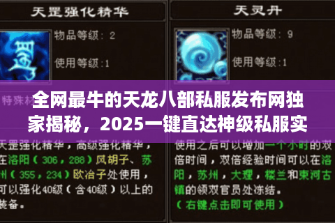 全网最牛的天龙八部私服发布网独家揭秘，2025一键直达神级私服实战宝典