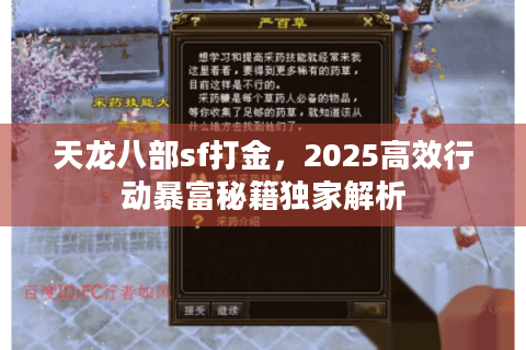 天龙八部sf打金,2025高效行动暴富秘籍独家解析 天龙八部sf打金,2025高效行动暴富秘籍独家解析