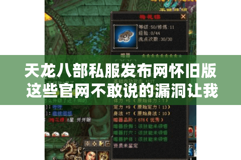 天龙八部私服发布网怀旧版 这些官网不敢说的漏洞让我爆了稀有神器