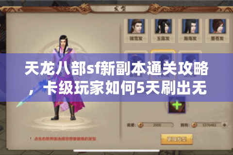 天龙八部sf新副本通关攻略,卡级玩家如何5天刷出无级别装备? 天龙八部sf新副本通关攻略,卡级玩家如何5天刷出无级别装备?