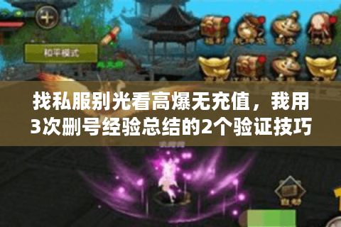 找私服别光看高爆无充值,我用3次删号经验总结的2个验证技巧 找私服别光看高爆无充值,我用3次删号经验总结的2个验证技巧