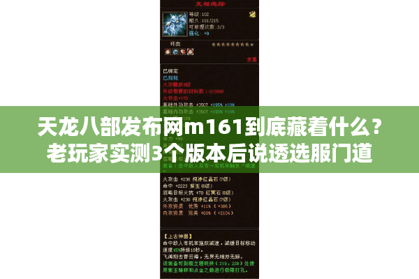 天龙八部发布网m161到底藏着什么?老玩家实测3个版本后说透选服门道 天龙八部发布网m161到底藏着什么?老玩家实测3个版本后说透选服门道