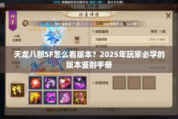 天龙八部SF怎么看版本?2025年玩家必学的版本鉴别手册 天龙八部SF怎么看版本?2025年玩家必学的版本鉴别手册