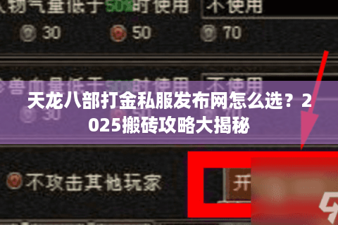 天龙八部打金私服发布网怎么选?2025搬砖攻略大揭秘 天龙八部打金私服发布网怎么选?2025搬砖攻略大揭秘