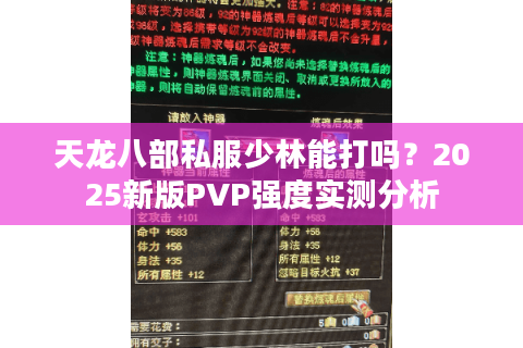 天龙八部私服少林能打吗?2025新版PVP强度实测分析 天龙八部私服少林能打吗?2025新版PVP强度实测分析