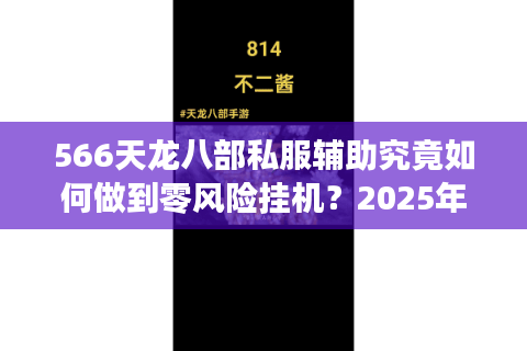566天龙八部私服辅助究竟如何做到零风险挂机?2025年实测数据大公开 566天龙八部私服辅助究竟如何做到零风险挂机?2025年实测数据大公开