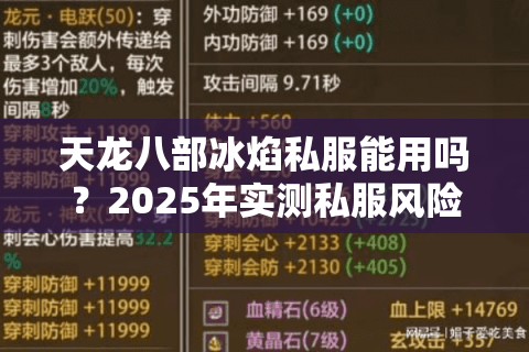 天龙八部冰焰私服能用吗？2025年实测私服风险与避坑指南