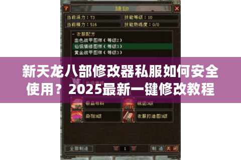新天龙八部修改器私服如何安全使用?2025最新一键修改教程 新天龙八部修改器私服如何安全使用?2025最新一键修改教程