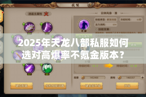 2025年天龙八部私服如何选对高爆率不氪金版本? 2025年天龙八部私服如何选对高爆率不氪金版本?