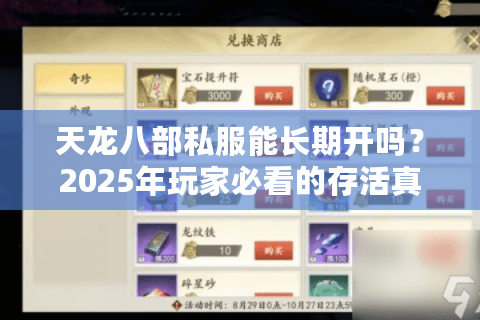天龙八部私服能长期开吗？2025年玩家必看的存活真相
