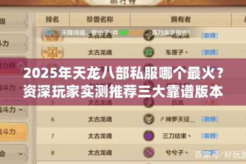2025年天龙八部私服哪个最火?资深玩家实测推荐三大靠谱版本 2025年天龙八部私服哪个最火?资深玩家实测推荐三大靠谱版本