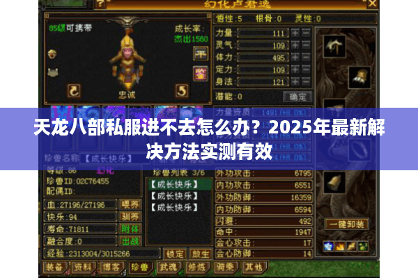 天龙八部私服进不去怎么办？2025年最新解决方法实测有效