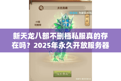 新天龙八部不删档私服真的存在吗?2025年永久开放服务器评测 新天龙八部不删档私服真的存在吗?2025年永久开放服务器评测