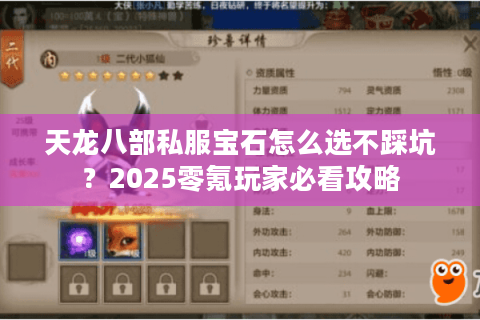 天龙八部私服宝石怎么选不踩坑?2025零氪玩家必看攻略 天龙八部私服宝石怎么选不踩坑?2025零氪玩家必看攻略