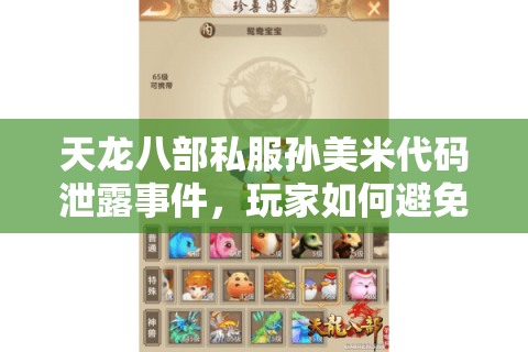 天龙八部私服孙美米代码泄露事件,玩家如何避免数据风险? 天龙八部私服孙美米代码泄露事件,玩家如何避免数据风险?