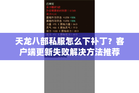 天龙八部私服怎么下补丁？客户端更新失败解决方法推荐