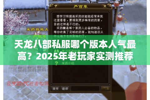 天龙八部私服哪个版本人气最高?2025年老玩家实测推荐榜单 天龙八部私服哪个版本人气最高?2025年老玩家实测推荐榜单