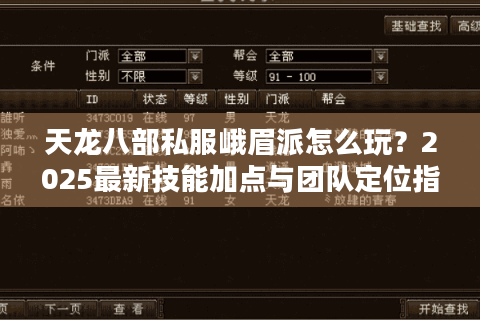 天龙八部私服峨眉派怎么玩?2025最新技能加点与团队定位指南 天龙八部私服峨眉派怎么玩?2025最新技能加点与团队定位指南