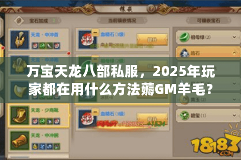 万宝天龙八部私服,2025年玩家都在用什么方法薅GM羊毛? 万宝天龙八部私服,2025年玩家都在用什么方法薅GM羊毛?